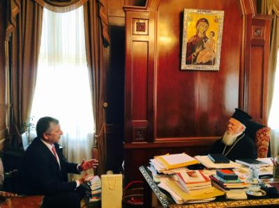 Τον Οικουμενικό Πατριάρχη Βαρθολομαίο επισκέφθηκε σήμερα ο Πρόεδρος του Ι.Σ.Α. και της Κ.Ε.Δ.Ε Γ. Πατούλης