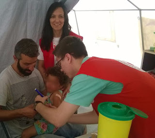 Εμβολιασμός 200 παιδιών κατά της ηπατίτιδας Α στο Κέντρο Φιλοξενίας προσφύγων στη Ριτσώνα Χαλκίδας από τον Ελληνικό Ερυθρό Σταυρό