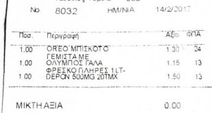 Depon μαζί με γαλακτοκομικά και μπισκότα, πουλούσε κατάστημα λιανικής στον Βόλο